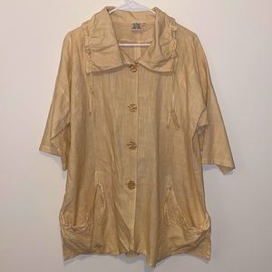 Large Parlsey&Sage Cream Button Down Collar with Draw Strings Utility Jacket